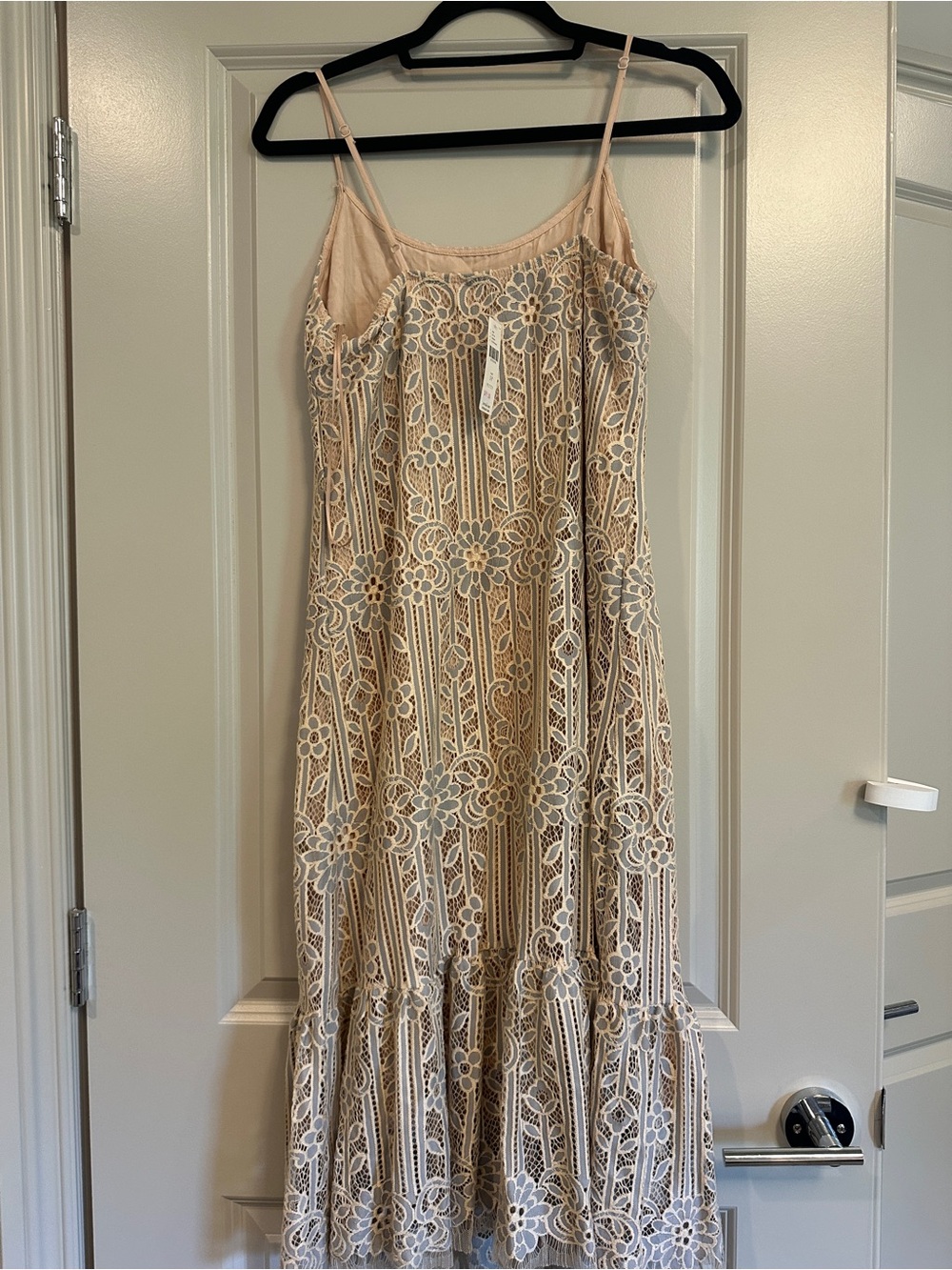Anthropologie Nude Lace Overlay Midi Dress